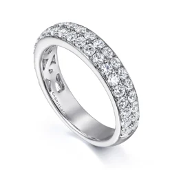 New Gabriel & Co. Two Row Platinum Micro Pave Diamond Anniversary Band - 0.95 ct