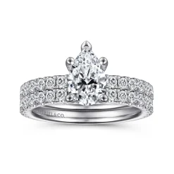 Sale Gabriel & Co. Ulani - 14K White Gold Pear Shape Diamond Engagement Ring