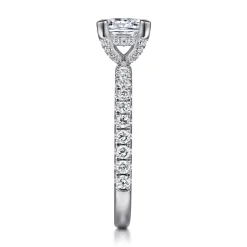 New Gabriel & Co. Ulani - 14K White Gold Princess Cut Diamond Engagement Ring