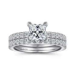 New Gabriel & Co. Ulani - 14K White Gold Princess Cut Diamond Engagement Ring