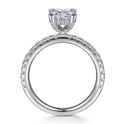 New Gabriel & Co. Ulani - 14K White Gold Princess Cut Diamond Engagement Ring