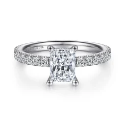 Best Gabriel & Co. Ulani - 14K White Gold Rectangular Radiant Cut Diamond Engagement Ring