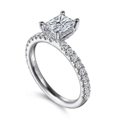 Best Gabriel & Co. Ulani - 14K White Gold Rectangular Radiant Cut Diamond Engagement Ring