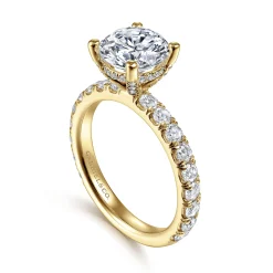 New Gabriel & Co. Ulani - 14K Yellow Gold Round Diamond Engagement Ring