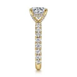 New Gabriel & Co. Ulani - 14K Yellow Gold Round Diamond Engagement Ring