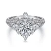 Best Gabriel & Co. Uma - 14K White Gold Floral Halo Round Diamond Engagement Ring