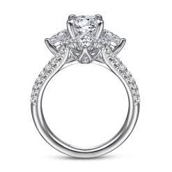 Best Gabriel & Co. Uma - 14K White Gold Floral Halo Round Diamond Engagement Ring