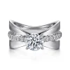 Discount Gabriel & Co. Umberta - 14K White Gold Split Shank Round Diamond Engagement Ring