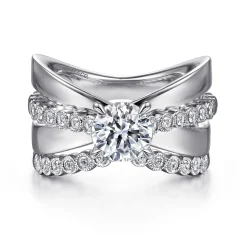 Discount Gabriel & Co. Umberta - 14K White Gold Split Shank Round Diamond Engagement Ring