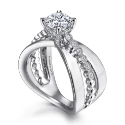 Discount Gabriel & Co. Umberta - 14K White Gold Split Shank Round Diamond Engagement Ring