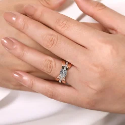 Gabriel & Co. Umberta - 14K White-Rose Gold Split Shank Round Diamond Engagement Ring