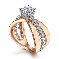 Gabriel & Co. Umberta - 14K White-Rose Gold Split Shank Round Diamond Engagement Ring