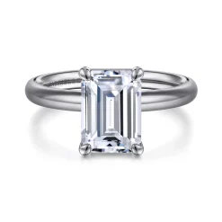 Hot Gabriel & Co. Unite - 14K White Gold Emerald Cut Solitaire Diamond Engagement Ring