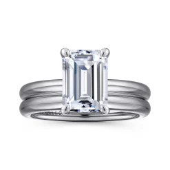 Hot Gabriel & Co. Unite - 14K White Gold Emerald Cut Solitaire Diamond Engagement Ring