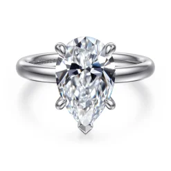 New Gabriel & Co. Unite - 14K White Gold Pear Shape Solitaire Diamond Engagement Ring