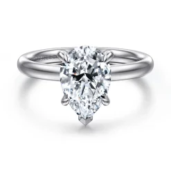 Clearance Gabriel & Co. Unite - 14K White Gold Pear Shape Solitaire Diamond Engagement Ring