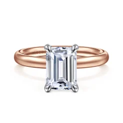 Outlet Gabriel & Co. Unite - 14K White-Rose Gold Emerald Cut Solitaire Diamond Engagement Ring