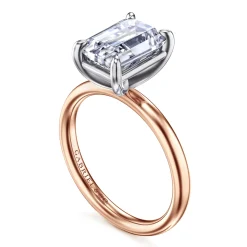 Clearance Gabriel & Co. Unite - 14K White-Rose Gold Emerald Cut Solitaire Diamond Engagement Ring