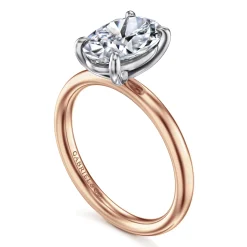Clearance Gabriel & Co. Unite - 14K White-Rose Gold Oval Solitaire Diamond Engagement Ring