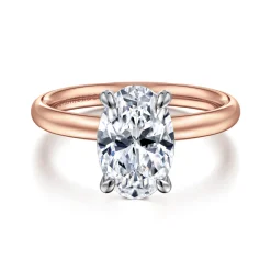 Clearance Gabriel & Co. Unite - 14K White-Rose Gold Oval Solitaire Diamond Engagement Ring