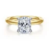 Discount Gabriel & Co. Unite - 14K White-Yellow Gold Elongated Cushion Solitaire Diamond Engagement Ring