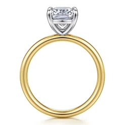 Discount Gabriel & Co. Unite - 14K White-Yellow Gold Elongated Cushion Solitaire Diamond Engagement Ring