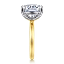 Best Gabriel & Co. Unite - 14K White-Yellow Gold Elongated Cushion Solitaire Diamond Engagement Ring