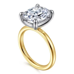 Best Gabriel & Co. Unite - 14K White-Yellow Gold Elongated Cushion Solitaire Diamond Engagement Ring