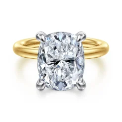 Best Gabriel & Co. Unite - 14K White-Yellow Gold Elongated Cushion Solitaire Diamond Engagement Ring