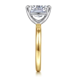 Hot Gabriel & Co. Unite - 14K White-Yellow Gold Elongated Cushion Solitaire Diamond Engagement Ring