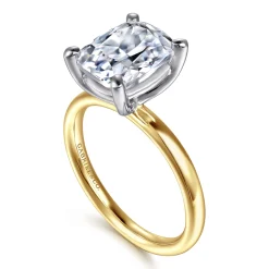 Hot Gabriel & Co. Unite - 14K White-Yellow Gold Elongated Cushion Solitaire Diamond Engagement Ring