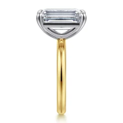 Sale Gabriel & Co. Unite - 14K White-Yellow Gold Emerald Cut Solitaire Diamond Engagement Ring