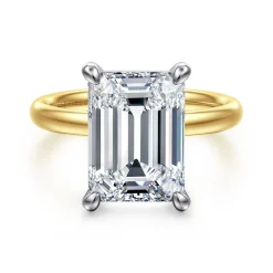 Sale Gabriel & Co. Unite - 14K White-Yellow Gold Emerald Cut Solitaire Diamond Engagement Ring