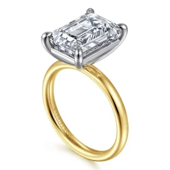 Sale Gabriel & Co. Unite - 14K White-Yellow Gold Emerald Cut Solitaire Diamond Engagement Ring