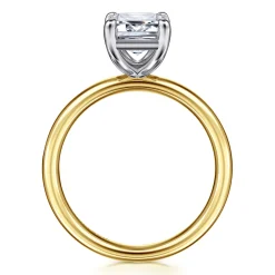 New Gabriel & Co. Unite - 14K White-Yellow Gold Emerald Cut Solitaire Diamond Engagement Ring