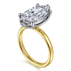 Discount Gabriel & Co. Unite - 14K White-Yellow Gold Marquise Shape Solitaire Diamond Engagement Ring