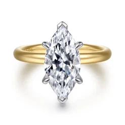 Sale Gabriel & Co. Unite - 14K White-Yellow Gold Marquise Shape Solitaire Diamond Engagement Ring