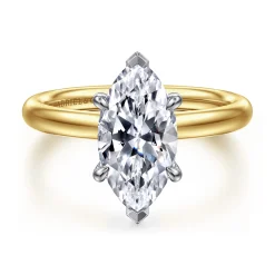 Hot Gabriel & Co. Unite - 14K White-Yellow Gold Marquise Shape Solitaire Diamond Engagement Ring