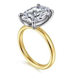 New Gabriel & Co. Unite - 14K White-Yellow Gold Oval Solitaire Diamond Engagement Ring