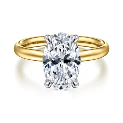 Outlet Gabriel & Co. Unite - 14K White-Yellow Gold Oval Solitaire Diamond Engagement Ring