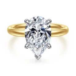 Best Gabriel & Co. Unite - 14K White-Yellow Gold Pear Shape Solitaire Diamond Engagement Ring