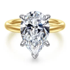 Gabriel & Co. Unite - 14K White-Yellow Gold Pear Shape Solitaire Diamond Engagement Ring