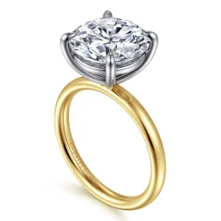 Discount Gabriel & Co. Unite - 14K White-Yellow Gold Round Solitaire Diamond Engagement Ring