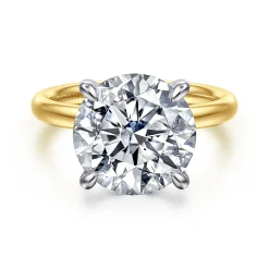 Discount Gabriel & Co. Unite - 14K White-Yellow Gold Round Solitaire Diamond Engagement Ring