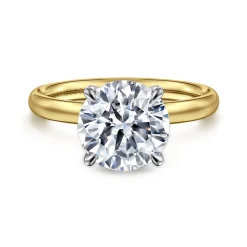 Discount Gabriel & Co. Unite - 14K White-Yellow Gold Round Solitaire Diamond Engagement Ring