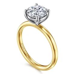 Best Gabriel & Co. Unite - 14K White-Yellow Gold Round Solitaire Diamond Engagement Ring