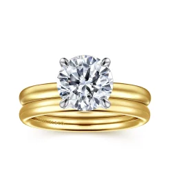 Best Gabriel & Co. Unite - 14K White-Yellow Gold Round Solitaire Diamond Engagement Ring