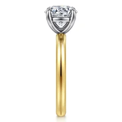 Best Gabriel & Co. Unite - 14K White-Yellow Gold Round Solitaire Diamond Engagement Ring