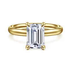 Hot Gabriel & Co. Unite - 14K Yellow Gold Emerald Cut Solitaire Diamond Engagement Ring