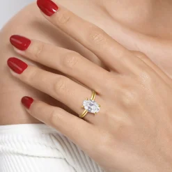 Hot Gabriel & Co. Unite - 14K Yellow Gold Oval Solitaire Diamond Engagement Ring